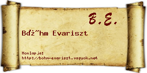 Bőhm Evariszt névjegykártya